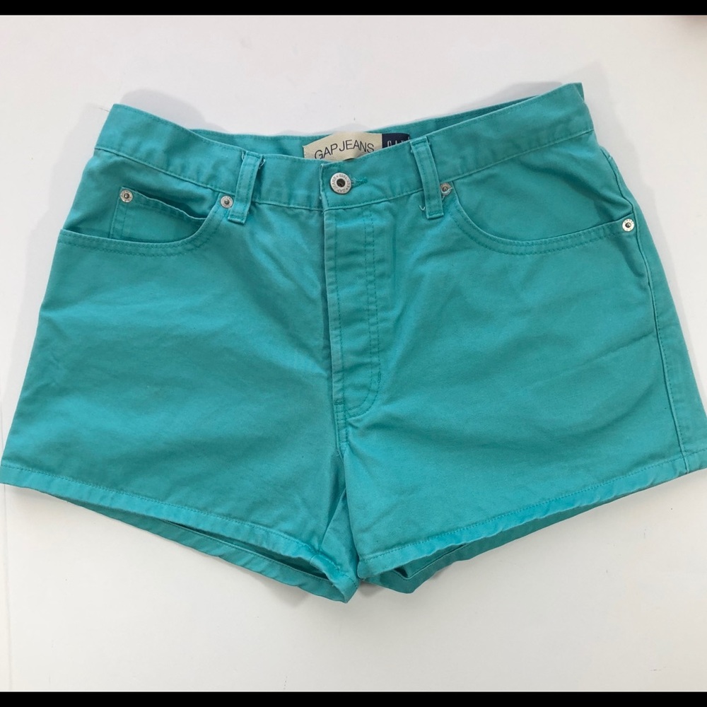 GAP High Waist Shorts Teal Button Fly Sz 10